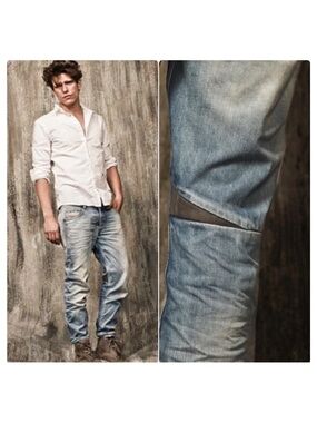 Y2K DIESEL Rombee ‘Dusty Mud’ Distressed regular Slim carrot men’s jean 30 x 32